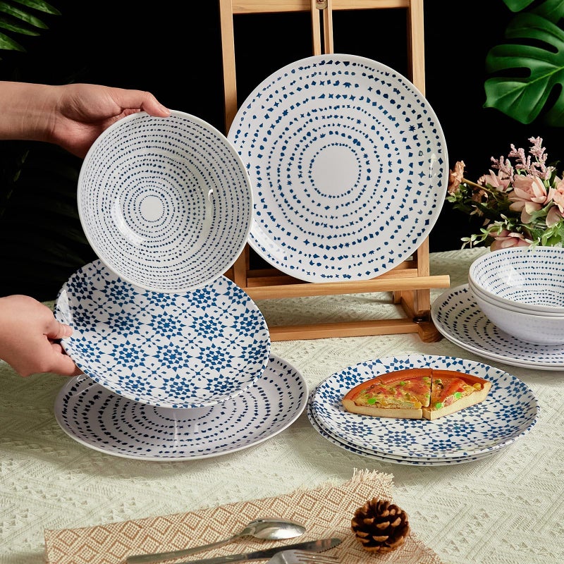 Zayton Melamine Dinnerware Set of 12 Pcs Dinner Dishes Set Bowls and Plates for Indoor and Outdoor with Unbreakable Non-breakable Lightweight Dining Tableware - Image 5