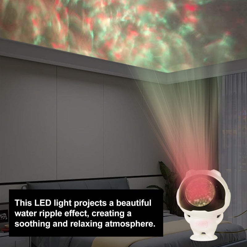 مشروع ضوء مشع الموجات المائية: ضوء مشع موجي مهدئ يعمل بواسطة USB أبيض - مصباح LED أجواء غرفة النوم مع تأثير سماء نجومية حلمية للغرف الداخلية وغرف الأطفال والمناسبات الخاصة - Image 4