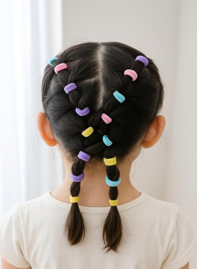 DORMITORRY 50 Pcs Multicolor - Baby Hair Ties, Soft Elastic Bands for Toddlers, Damage-Free Cotton Ponytail Holders, Painless Mini Hair Accessories for Girls and Kids, Small Durable Gentle Hair Girls. - Image 5