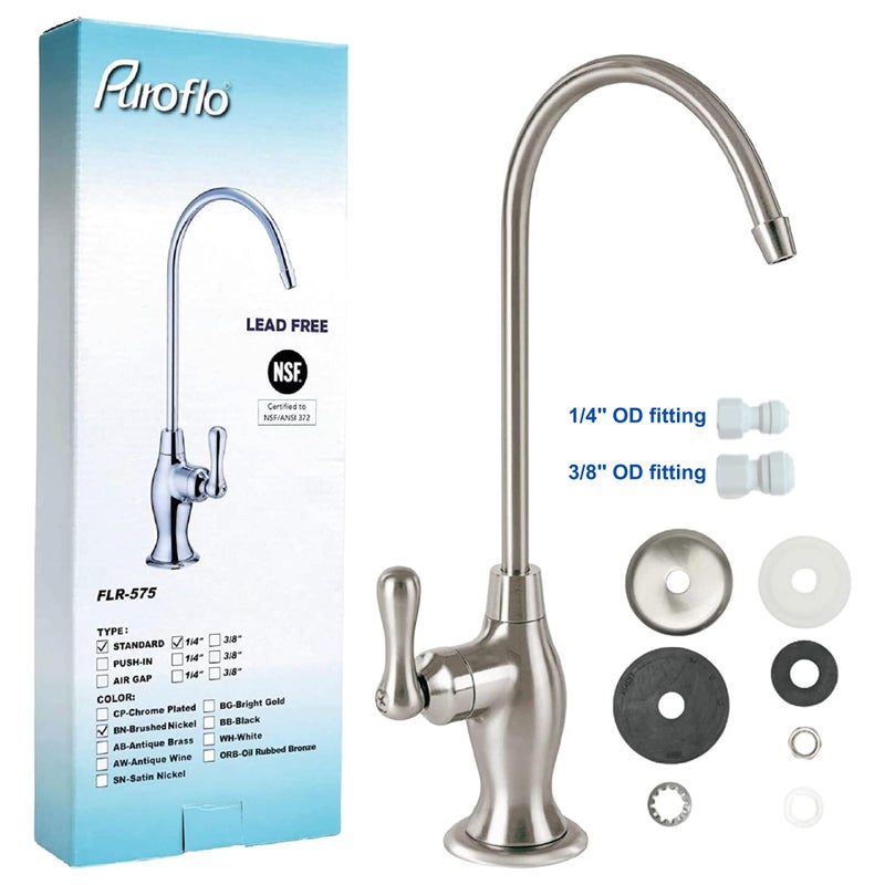 Puroflo Brushed Nickel Reverse Osmosis Faucet  NSF Certified Lead-Free Drinking Water Faucet for Under Sink Water Filtration System  Non-Air Gap Brushed RO Faucet  Filtered Water Faucet FLR-575PSBN - Image 5