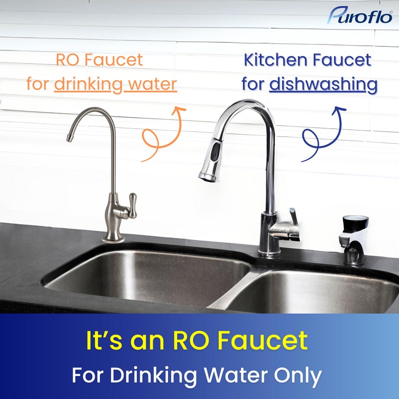 Puroflo Brushed Nickel Reverse Osmosis Faucet  NSF Certified Lead-Free Drinking Water Faucet for Under Sink Water Filtration System  Non-Air Gap Brushed RO Faucet  Filtered Water Faucet FLR-575PSBN - Image 3