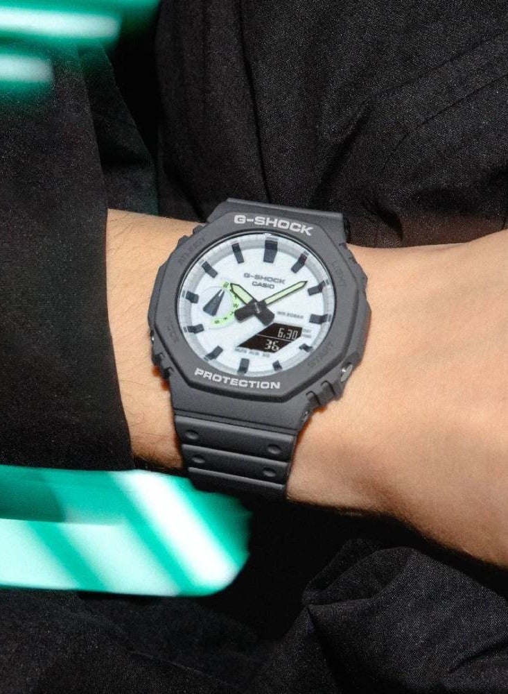 CASIO ساعة جي-شوك، أنالوج-رقمية، بسوار من الراتنج، GA-2100HD-8A - Image 3