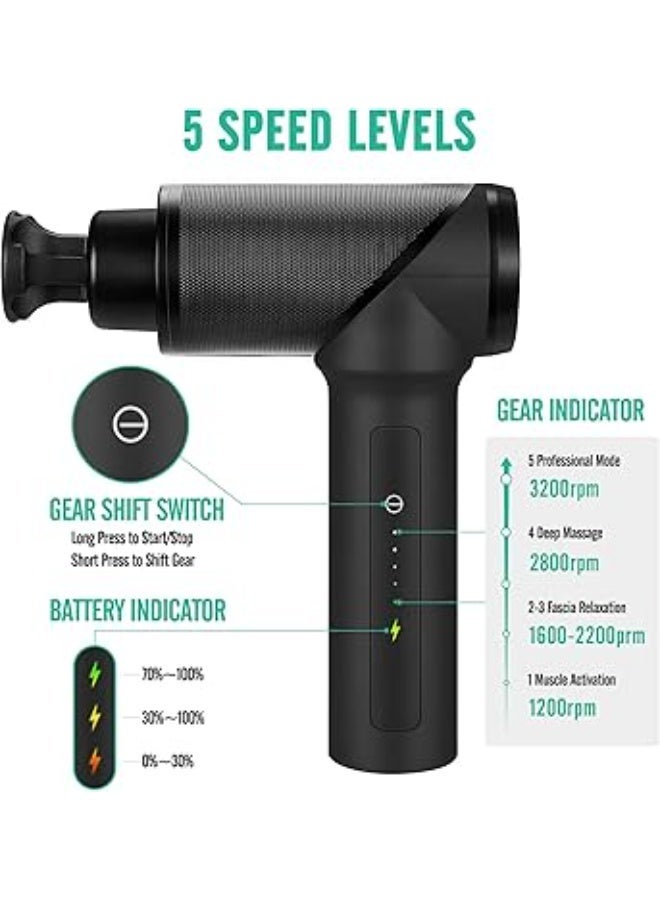 Medcursor Massage Gun Deep Tissue Percussion Muscle Mini Massager for Pain Relief, Handheld Electric Body Massager Sports Portable Super Quiet Brushless Motor - Image 4