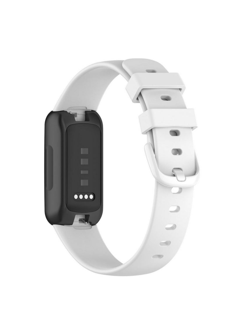 Silicone Wrist Watch Band Compatible with Fitbit Inspire 3 Replacement Watchband Bracelet Accessories For Fitbit inspire 3 Strap L Size (White)  - Image 2