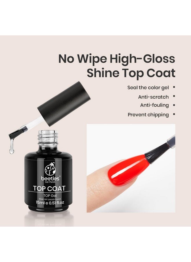 beetles Gel Polish - Beetles 2 Pcs 15ml No Wipe Gel Top Coat and Base Coat Set - Shine Finish and Long Lasting, Soak Off LED Nail Lamp Gel Base Top Coat Finish Nail Art Design Manicure Valentine’s Day Gifts for Women - Image 1