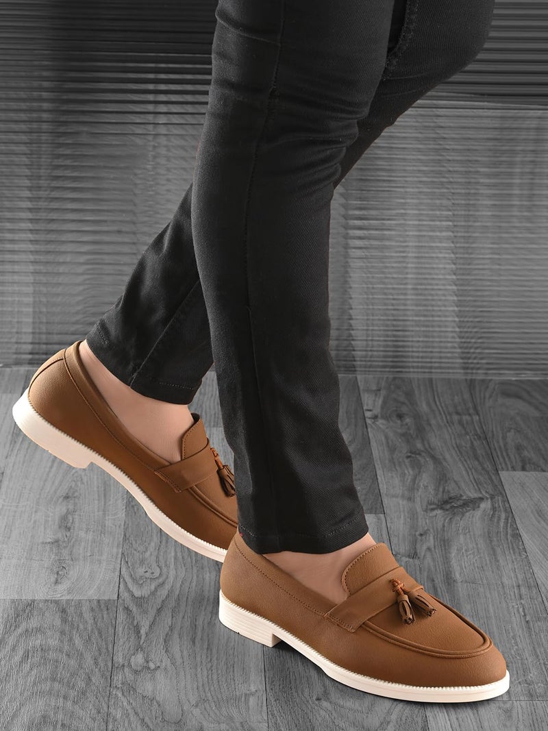 MACTREE Suede Leather Tan Stylish Buckle Loafer for Men - 10 UK - Image 3