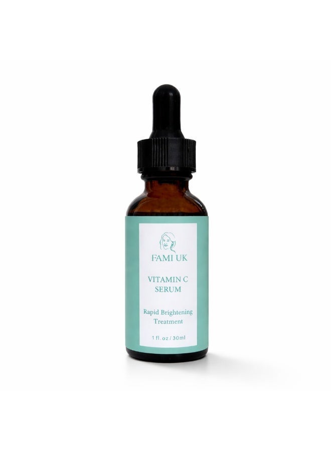 FAMIUK FAMI UK Vitamin C Serum | Rapid Brightening Treatment | Vitamin C, E & Hyaluronic Acid | Reduces Blemishes & Dark Spots | Eye Serum | 30ml - Image 1