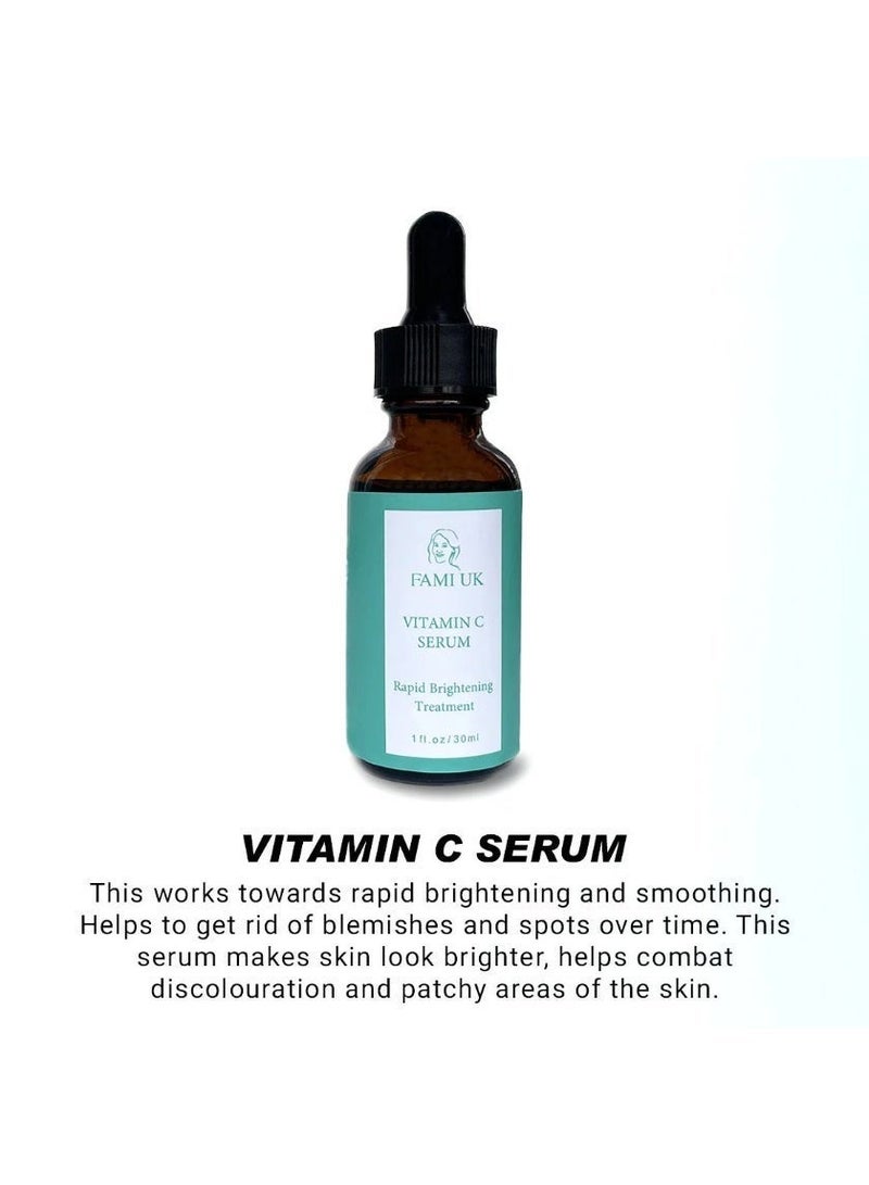 FAMIUK FAMI UK Vitamin C Serum | Rapid Brightening Treatment | Vitamin C, E & Hyaluronic Acid | Reduces Blemishes & Dark Spots | Eye Serum | 30ml - Image 3