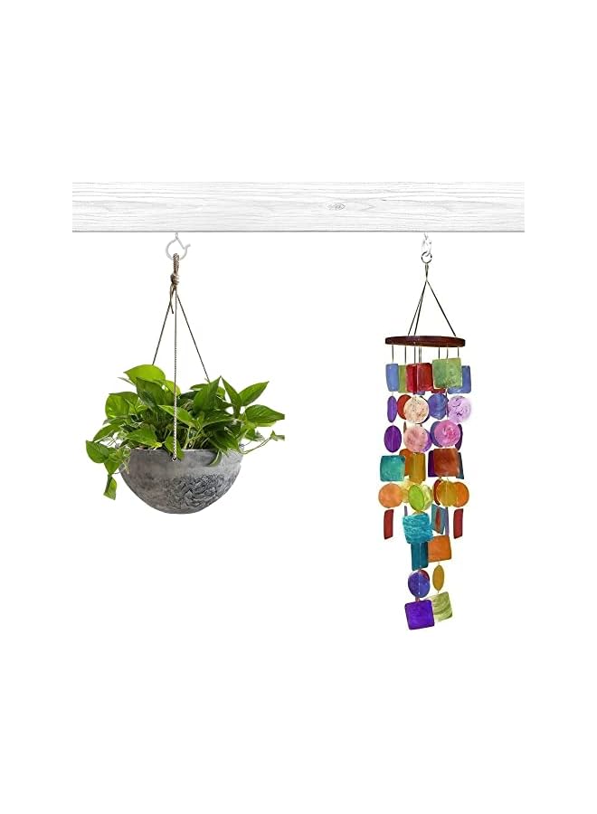 promass 12 PCS Ceiling Hooks for Hanging Plants, Q Hanger Screw Hooks for Outdoor String Lights Wind Chimes, Cup Hooks with Safety Buckle, 2.2 Inches - Image 2