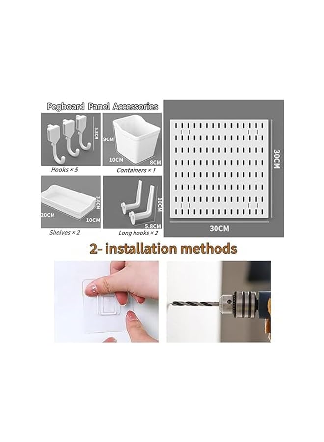 promass Pegboard Combination Wall Organizer Kit, 2 Pcs Pegboard and 10 Accessories Modular Hanging, Wall Mount Display Pegboard Panel Kits, Plastic PegBoard Organizer for Home Kitchen Office (Black) - Image 5