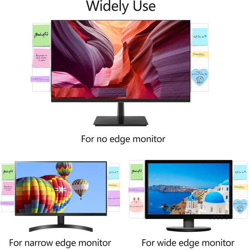 YOCOOLFUN 2 Pack Computer Monitor Memo Board for No Edge Monitors,Monitor Sticky Note Holder,Office Desk Decor for Women Man,Home Office Desk Computer Accessories - Image 4