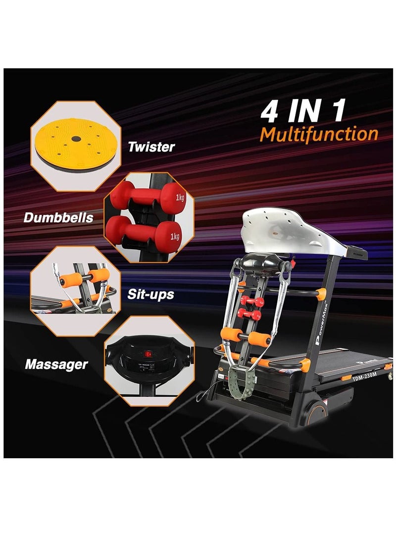 Fitness Tda-230M (4Hp Peak) Smart Folding Electric Treadmill With Auto Incline, Mp3, Speaker, Diy And Virtual Assistance, Exercise Machine For Home Gym And Cardio Training
