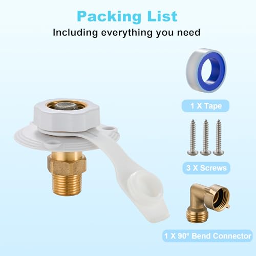 TOPSHINE RV City Water Inlet with Check Valve, RV Water Fill Inlet Replacement, 3/4 GHT Female to 1/2 NPT Male, Lead-Free Brass, City Water Connection for RV Camper Motorhome Trailer with Hose Elbow - Image 5