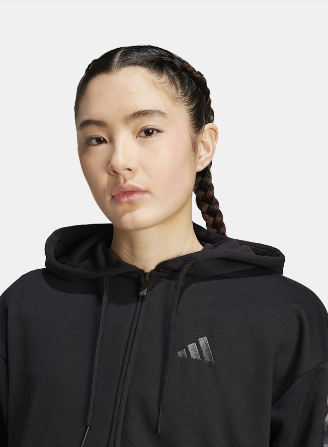 Adidas Animal Print 3-Stripes French Terry Full-Zip Hoodie - Image 4