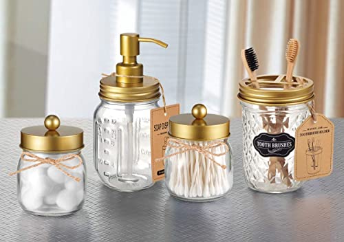 Amolliar Mason Jar Liquid Soap Dispenser -Rustproof Stainless Steel Farmhouse Decor for Bathroom Vanities,Kitchen Sink/ Liquid Soap Pumps for Hand Soap,Dish Soap,Lotions/Golden -2 Pack - Image 5