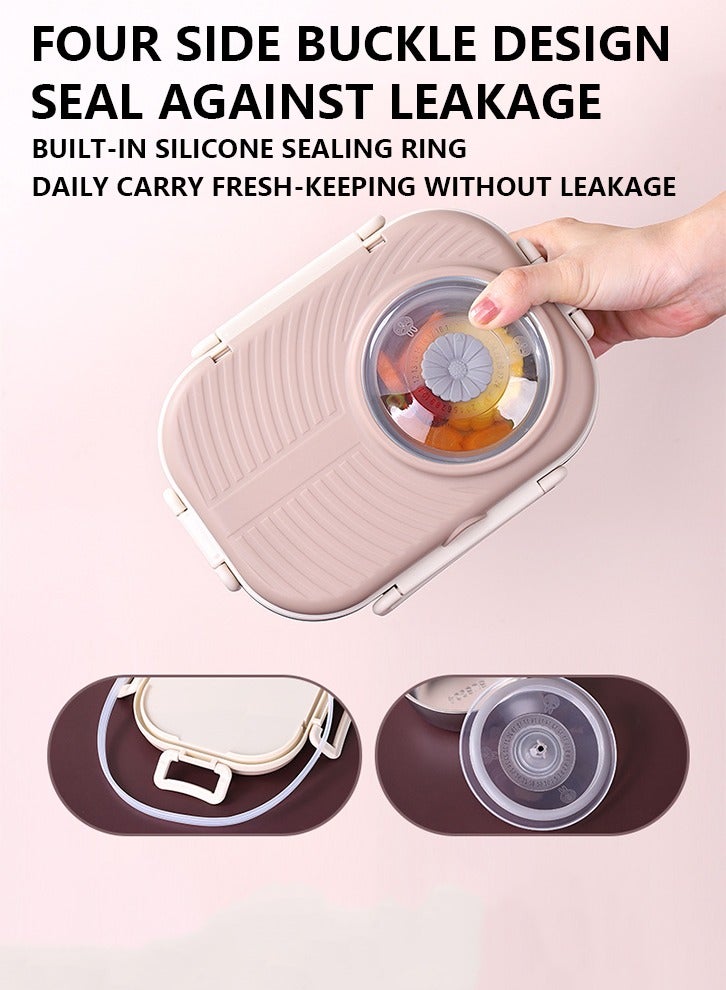 304 صندوق غداء معزول من الفولاذ المقاوم للصدأ ، صندوق بينتو مع مقصورات ، مجموعة صندوق وجبات محمولة ، بما في ذلك الأدوات وأوعية الحساء - Image 3