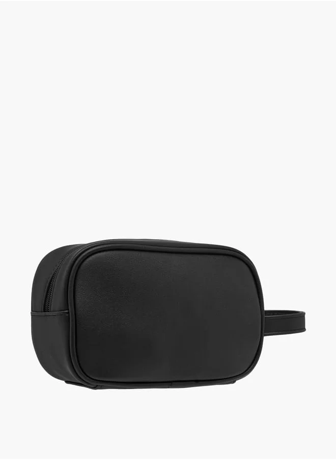 دوتشيني Men's Textured Pouch with Zip Closure and Handle