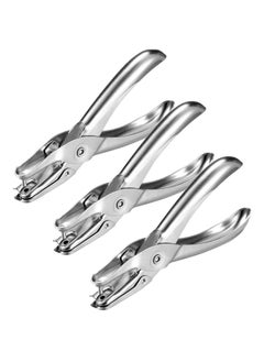 3 Pcs Hole Punch Single Hole Puncher 1/8 Inch Circle Paper Puncher, Handheld Hole Paper Punch for Craft Paper Tag Home Office School, Silver