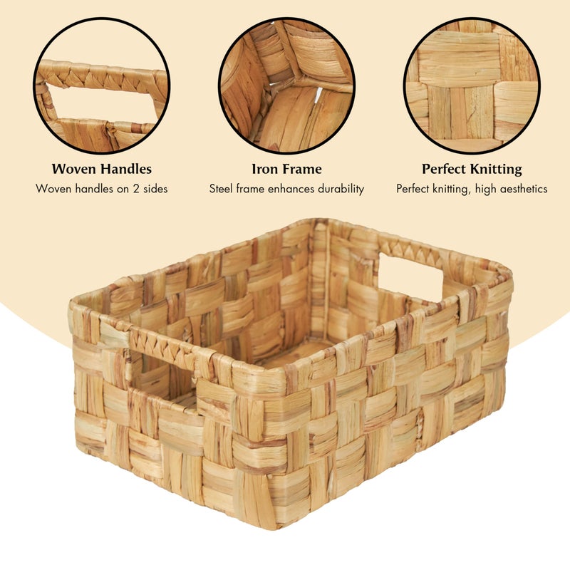Vatima Jumbo Wicker Storage Basket, Large Hyacinth Organizer, 16.9x12.1x7.1H Inches - Ideal for Home Shelving and Pantry Storage - Image 3