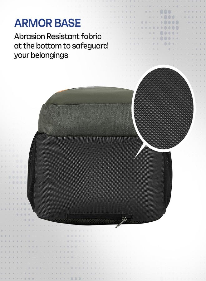 Safari Terra 3 37L Casual Printed Backpack, School Bag for Boys and Girls, Travel Bag for Men and Women, 3 Compartments, Raincover, Armour Base, Organiser, Bottle Holder, Front Pocket, Olive - Image 4