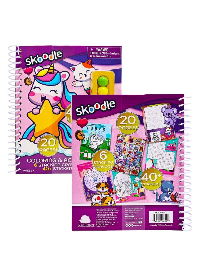 SKOODLE Coloring & Activity Book With Stacking Crayons | Art & Craft Kit | Fun Activity For Kids | Age 3+ - Image 2