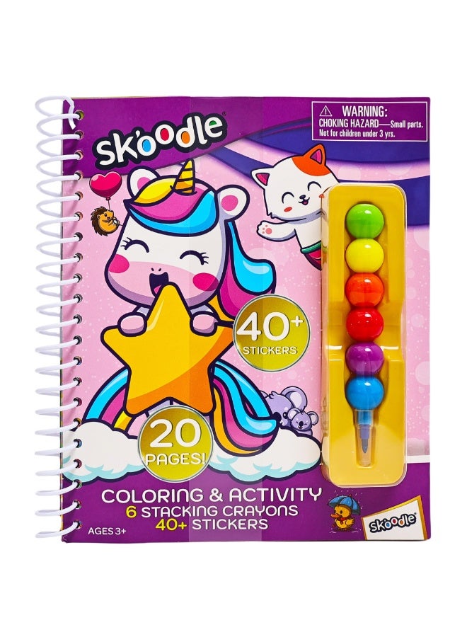 SKOODLE Coloring & Activity Book With Stacking Crayons | Art & Craft Kit | Fun Activity For Kids | Age 3+ - Image 1