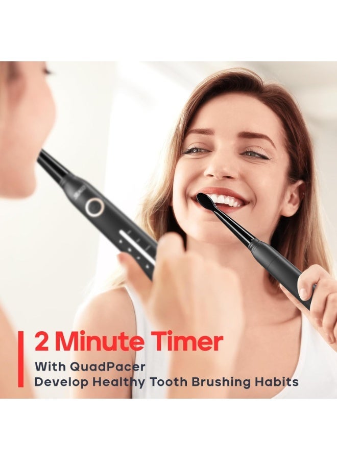 سيجو فرشاة أسنان كهربائية من سيجو للبالغين، بثمانية رؤوس وخمسة أوضاع، فرشاة أسنان صوتية قابلة لإعادة الشحن، شحنة واحدة تكفي لمدة 30 يومًا، مع مؤقت دقيقتين، SG958 (أسود) - Image 2