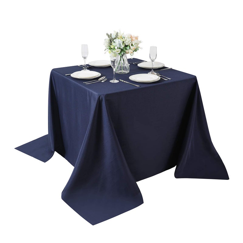 Cupuamon Square Tablecloth 90x90 inch Washable Polyester Fabric Table Cloth for Wedding Party Dining Banquet Decoration(90x90 Navy) - Image 1