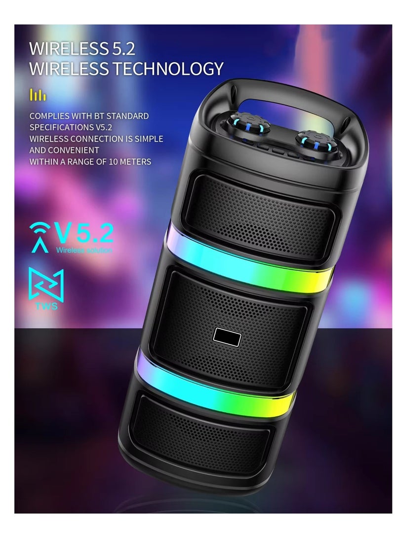 JL-4488 -مكبر صوت عالى الصوت وانيق يعمل بتقنية البلوتوث وبه منفذ USB وفتحة بطاقة تي اف ، يتميز بصوت عالي وواضح كما يوجد به اضاءة ملونة ار جي بي رائعة وبطارية  طويله المدا-تصميم انيق باعلي الخامات - Image 2