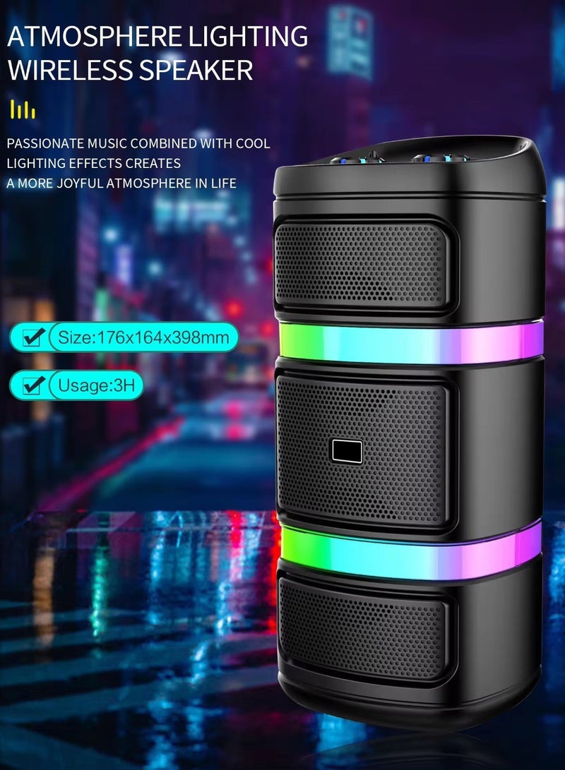 JL-4488 -مكبر صوت عالى الصوت وانيق يعمل بتقنية البلوتوث وبه منفذ USB وفتحة بطاقة تي اف ، يتميز بصوت عالي وواضح كما يوجد به اضاءة ملونة ار جي بي رائعة وبطارية  طويله المدا-تصميم انيق باعلي الخامات - Image 4
