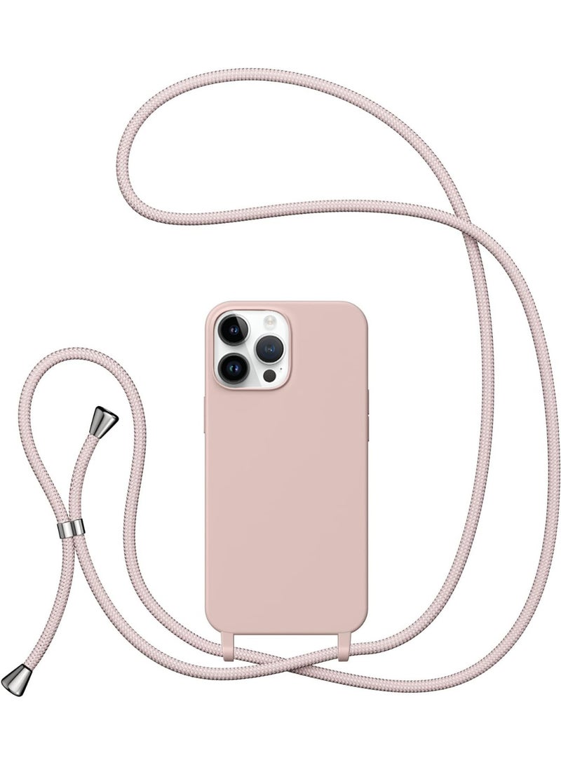 Case with Strap,Crossbody Phone Case with Adjustable Neck Shoulder Lanyard,Soft Silicone Shockproof Protective Phone Cover for iPhone 11 Pro Max (Pink) - Image 1
