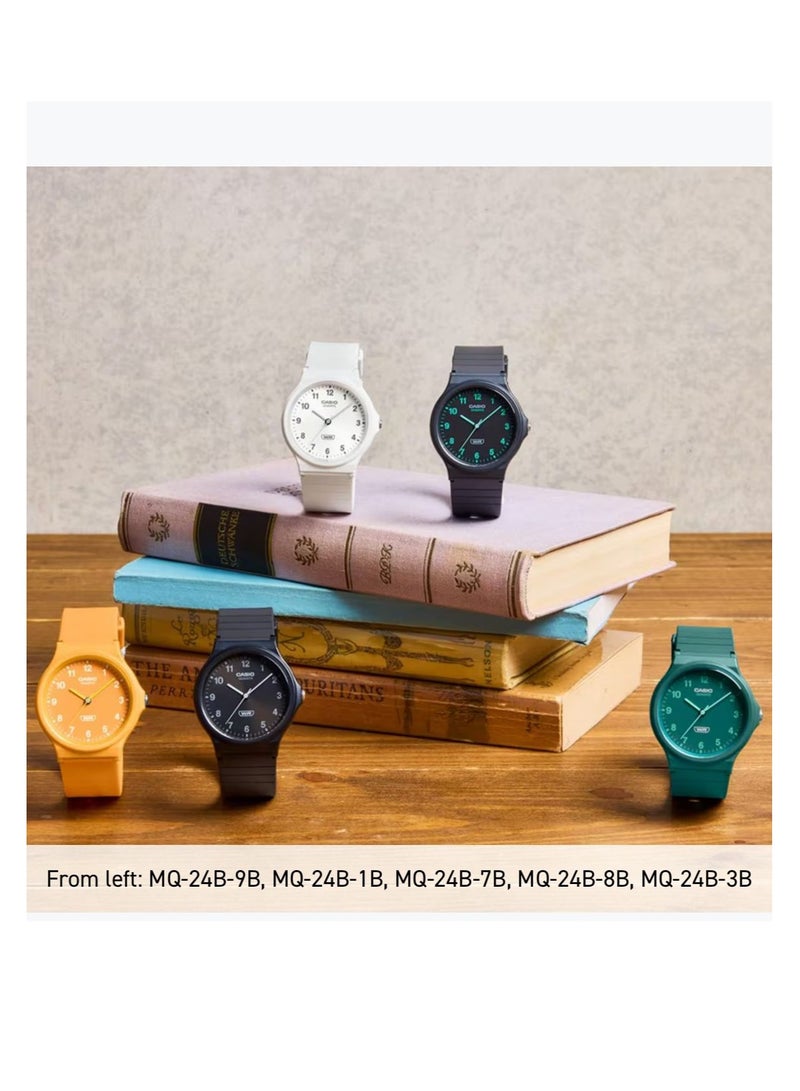 كاسيو ساعة يد دائرية الشكل بسوار من الراتينج التناظري MQ-24B-3BDF - Image 4