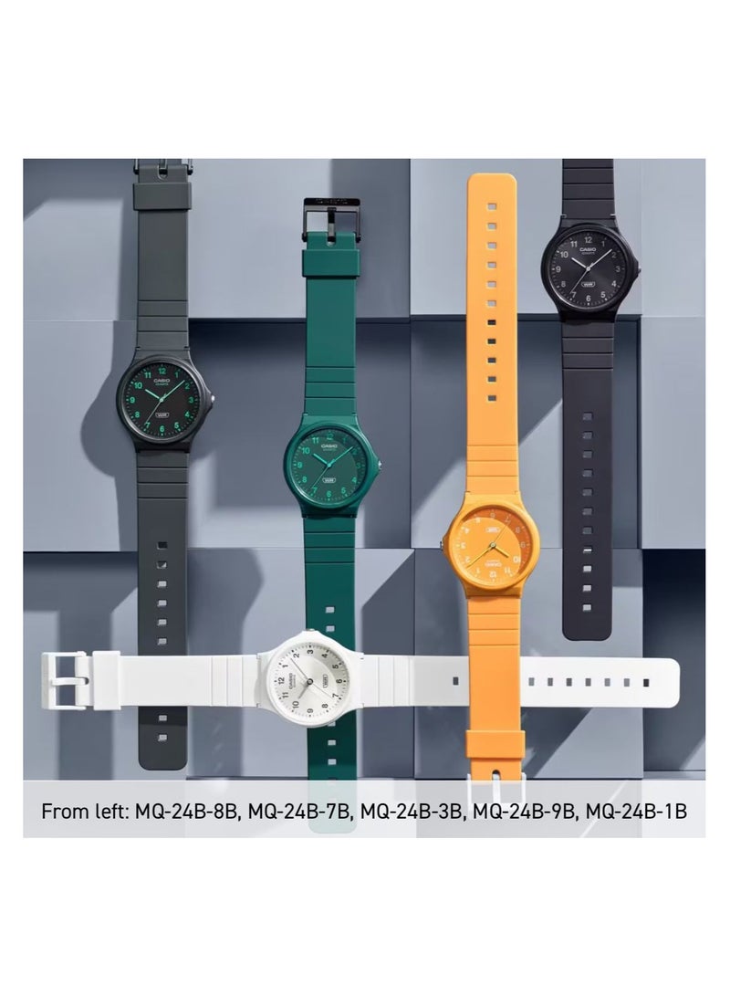 كاسيو ساعة يد دائرية الشكل بسوار من الراتينج التناظري MQ-24B-3BDF - Image 5