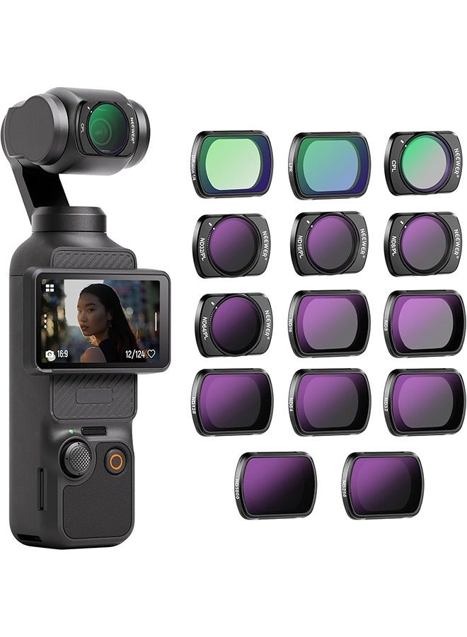 NEEWER Magnetic ND & CPL & Effect Filter Set for DJI OSMO Pocket 3, 14 Pack HD CPL ND8 ND16 ND32 ND64 ND128 ND256 ND1000 ND8/PL ND16/PL ND32/PL ND64/PL Light Pollution Reduction, Black Diffusion 1/4 - Image 1