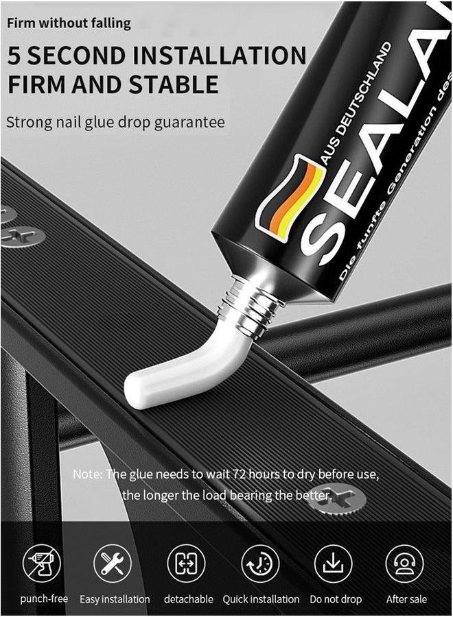 HOMESTAR 40 CM Towel Rack with Bar Holder Foldable Shelf Hooks Rustproof Storage Wall Mount for Bathroom Lavatory Matte Black  - Image 5