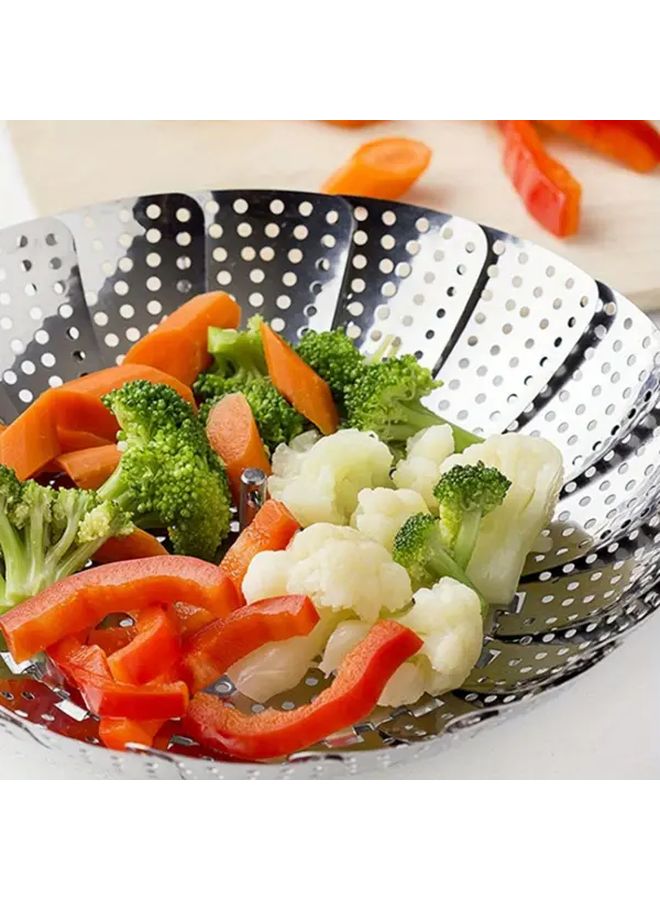 Foldable Stainless Steel Steamer Basket Expandable Vegetable Steamer Rack For Healthy Cooking - Image 2