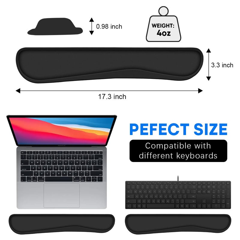 QINGLER Keyboard Wrist Rest Pad 2 Pack, Memory Foam Computer Keyboard Pad, Easy Typing and Pain Relief for Computer, Laptop, Office, 17.3 x 3.5 in, Black - Image 5