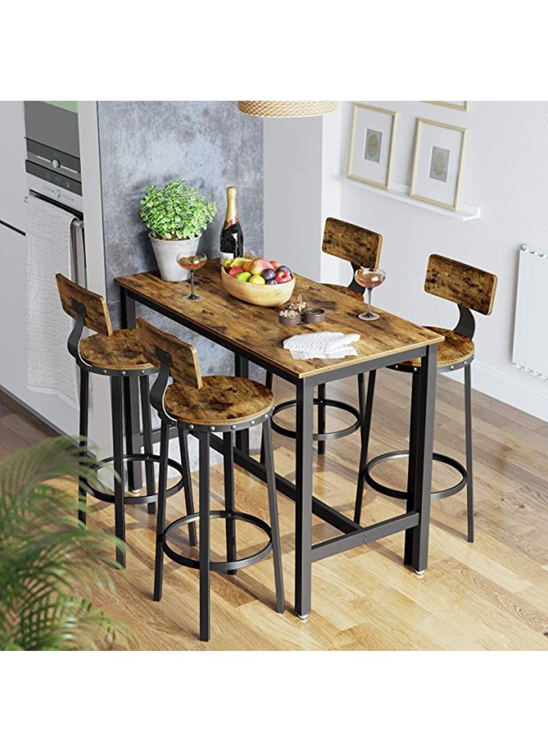 VASAGLE LBC026B01V1 Vintage Style Rustic Brown Bar Chairs - Set of 2