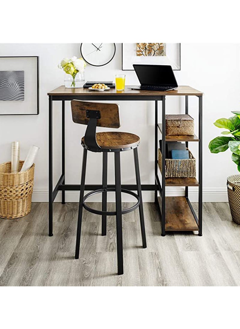 VASAGLE LBC026B01V1 Vintage Style Rustic Brown Bar Chairs - Set of 2