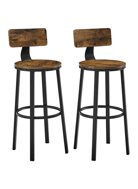 VASAGLE LBC026B01V1 Vintage Style Rustic Brown Bar Chairs - Set of 2