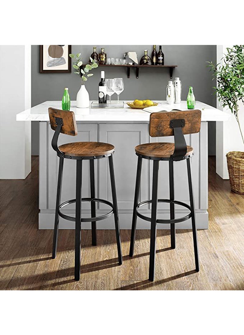 VASAGLE LBC026B01V1 Vintage Style Rustic Brown Bar Chairs - Set of 2