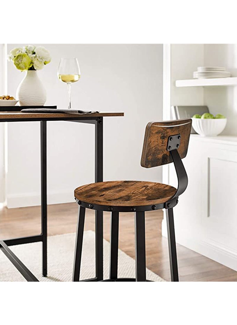 VASAGLE LBC026B01V1 Vintage Style Rustic Brown Bar Chairs - Set of 2