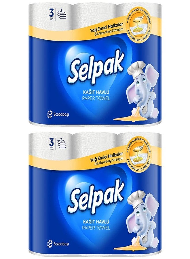 Selpak Calorie Absorber Kitchen Towel Paper Tissue - 6 Rolls (Pack of 2, 3 Rolls Each) - Image 1