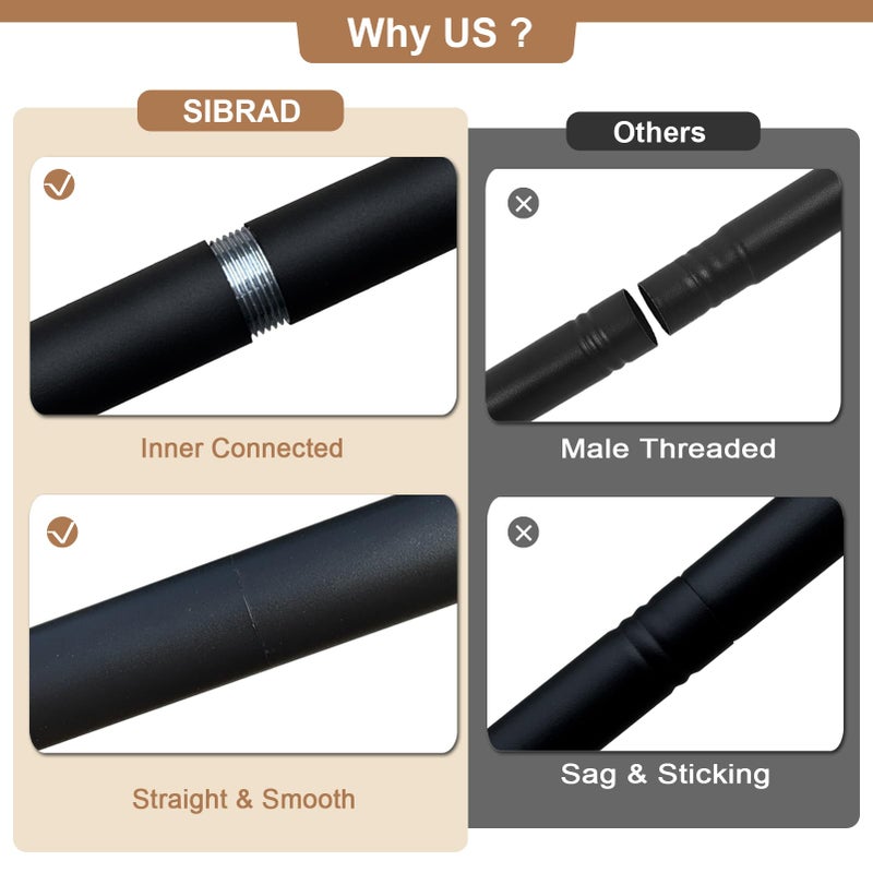 SIBRAD Seamless Room Divider Curtain Rod - No Drilling Space Partition Adjustable Privacy Separator 4-10ft(H) 32-80inch(W) Heavy Duty Temporary Wall Divider Floor to Ceiling Tension Rod, Black - Image 3