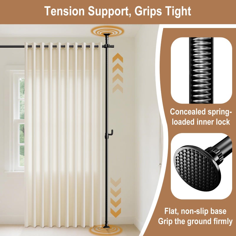 SIBRAD Seamless Room Divider Curtain Rod - No Drilling Space Partition Adjustable Privacy Separator 4-10ft(H) 32-80inch(W) Heavy Duty Temporary Wall Divider Floor to Ceiling Tension Rod, Black - Image 4