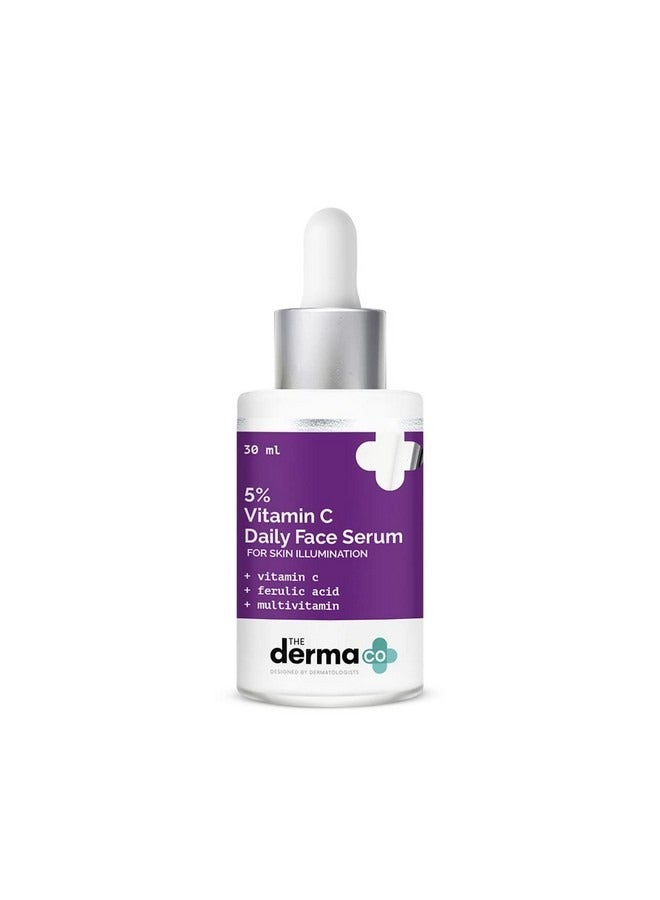 THE derma Co مصل يومي للوجه يحتوي على 5% فيتامين سي مع حمض الفيروليك متعدد الفيتامينات لتفتيح البشرة - 30 مل - Image 1