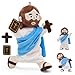 Yelakey Jesus Plush Doll with Jointed Skeleton Jesus Plushie 134 Poseable Jesus with Removable Accessories Easter Christian Gifts for Kids Blue - Image 3