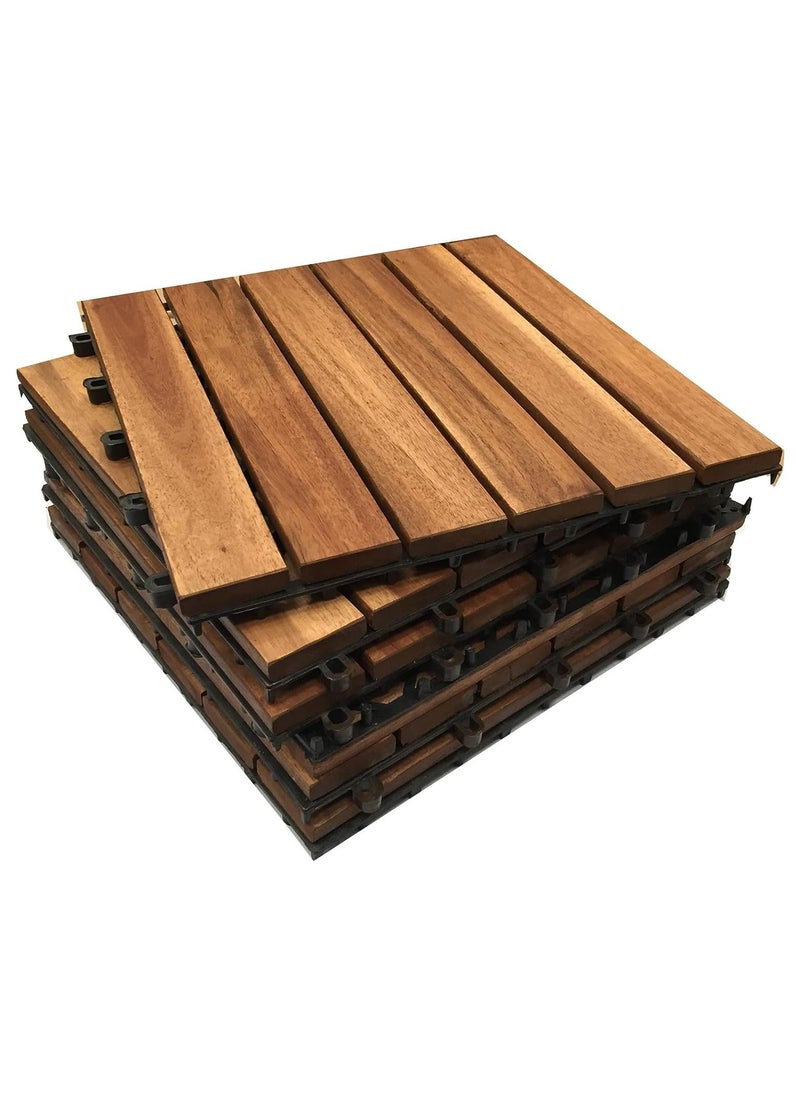 لينجوي حزمة من 10 قطع 30 × 3 × 30 سم بلاط خشبي متشابك للفناء بلاط أرضيات الحديقة في الهواء الطلق مسار المشي بلاط ديكور للحديقة فناء الحديقة مقاوم للماء لجميع الأحوال الجوية - Image 1