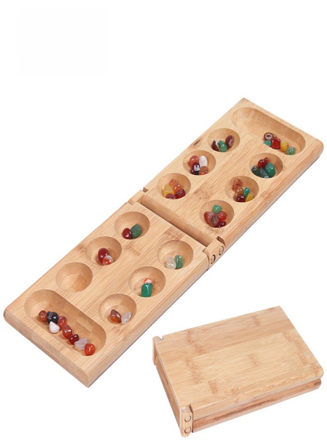 Mancala Nanzhu Gem Chess Boys Girls Adults Children Particle Return Toys African Chess Thinking(Beech Foldable Gem Chess) - Image 2