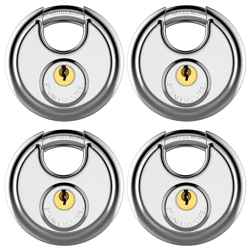 Puroma Keyed Padlock Stainless Steel Locker Lock Heavy Duty Locks with 12 Keys Waterproof Outdoors Gate Storage Unit Lock with 38 Inch Shackle for Warehouse Gym Storage Locker 4 Pack - Image 1